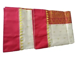 dB DESH BIDESH Women's Bengal Tant Premium Garad Cotton Silk Saree with Blouse Piece (DBSAREE230219WBG1, White and Red)-thumb1