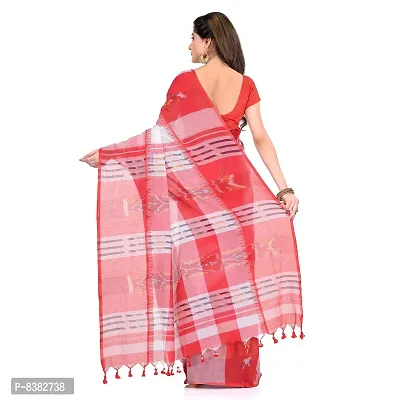 dB DESH BIDESH Women`s Bengal Handloom Tant Malmal Pure Cotton Saree Handwoven Kotki Design Without Blouse Piece-thumb3