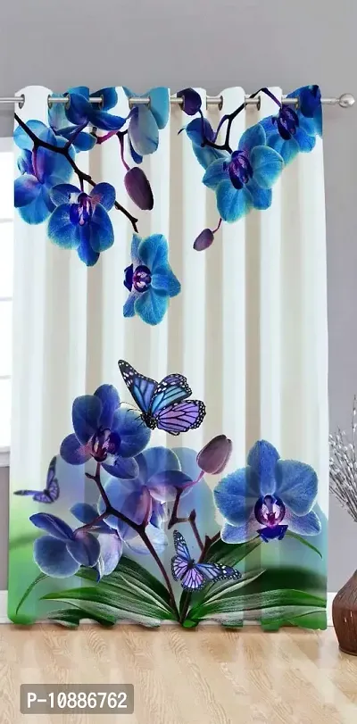 Home Solution Curtain for Living Room, Door Curtain 9 feet, Curtain for Door 9 feet Set of 2 (Butterfly-Multi)-thumb0