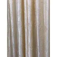 Home Solution Long Crush Curtains for Living Room, Polyester Long Crush Eyelet Punch Curtain for Door (Tree-Cream, 4 Feet x 7 Feet)-thumb1