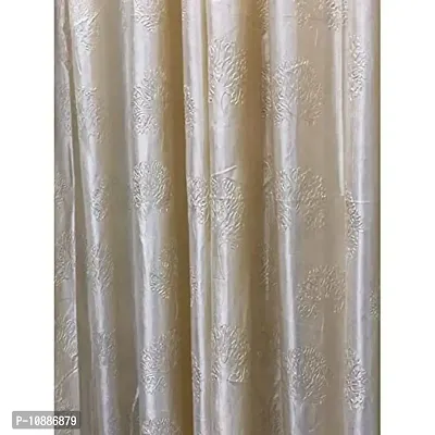 Home Solution Long Crush Curtains for Living Room, Polyester Long Crush Eyelet Punch Curtain for Door (Tree-Cream, 4 Feet x 7 Feet)-thumb2