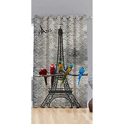 Home Solution Kids Curtain for Bedroom, Kids Curtains 9 feet, Curtains for Door 9 feet Set of 1 (Paris-Grey)