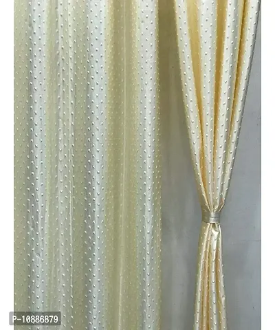 Home Solution Long Crush Curtains for Living Room, Polyester Long Crush Eyelet Punch Curtain for Door (Tree-Cream, 4 Feet x 7 Feet)-thumb0