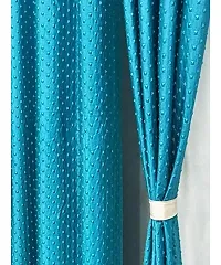 Home Solution Long Crush Curtains for Living Room, Polyester Long Crush Eyelet Punch Curtain for Door (Dots-Aqua, 4 Feet x 7 Feet)-thumb1