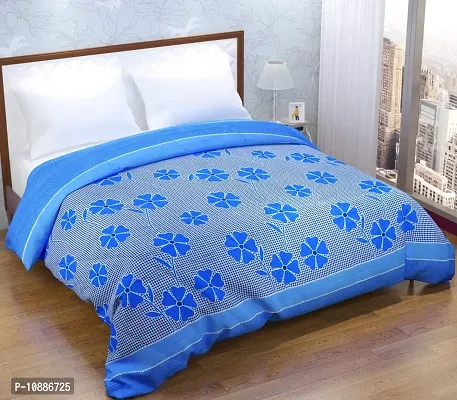 Home Solution AC Comforter Double Bed, Comforter for Winter, Comforter for AC Room Double Bed (230 x 250 cm) (Flower-Blue)-thumb0