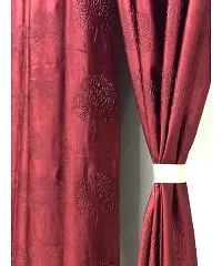 Home Solution Long Crush Curtains for Living Room, Polyester Long Crush Eyelet Punch Curtain for Door (Tree-Maroon, 4 Feet x 7 Feet)-thumb1