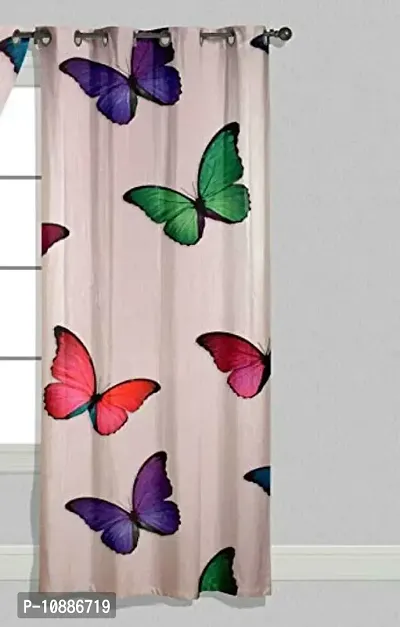 Home Solution Polyester Butterfly Printed Door Curtain for Living Room (White, 9 Feet) - Set of 2-thumb0