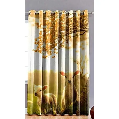 Home Solution Kids Curtain for Bedroom, Kids Curtains 9 feet, Curtains for Door 9 feet Set of 1 (Animal-Multi)