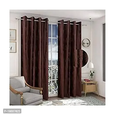Home Solution Long Crush Curtains for Living Room, Polyester Long Crush Eyelet Punch Curtain for Door (Tree-Brown, 4 Feet x 7 Feet)-thumb0
