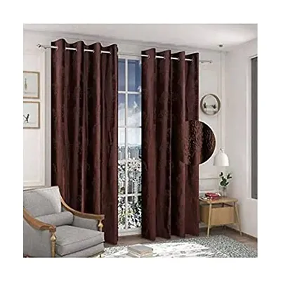 Home Solution Long Crush Curtains for Living Room, Polyester Long Crush Eyelet Punch Curtain for Door (Tree-Brown, 4 Feet x 7 Feet)