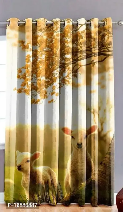 Home Solution Kids Curtain for Bedroom, Kids Curtains 9 feet, Curtains for Door 9 feet Set of 1 (Animal-Multi)-thumb0