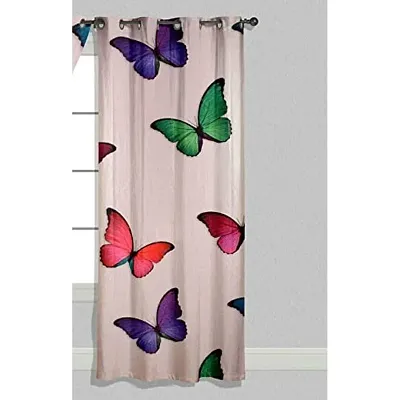 Home Solution Polyester Butterfly Printed Door Curtain for Living Room (White, 9 Feet) - Set of 2
