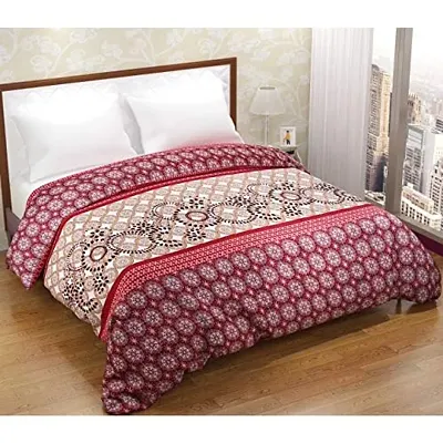 Home Solution Glace Cotton Double Bed AC Comforter for Winter (230 x 250 cm, Circles-Maroon)