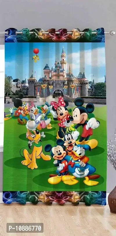 Home Solution Curtain for Living Room, Door Curtain 9 feet, Curtain for Door 9 feet Set of 2 (Mickey-Multi)-thumb0