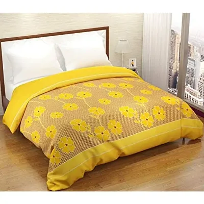 Home Solution AC Comforter Double Bed, Comforter for Winter, Comforter for AC Room Double Bed (230 x 250 cm) (Flower-Yellow)
