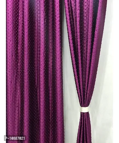 Home Solution Long Crush Curtains for Living Room, Polyester Long Crush Eyelet Punch Curtain for Door (Dots-Purple, 4 Feet x 7 Feet)-thumb0
