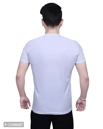 Round Neck Graphic Printed White T-shirt-382-thumb2