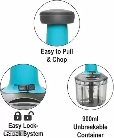 BMV Push Chopper Hand Push Chopper 900 ML with 4 Stainless Steel Blades Vegetable  Fruit Chopper  (Pack Of 1)-thumb4