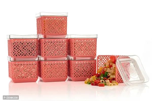 BMV Pack Of 12 Unbreakable AiR Tight Square Plastic Containers Set for Kitchen Storage 500 ml Kitchen Container, Storage Containers for BPA-Free, Flour| Cereals | Snacks | Stackable | Modular ( PINK)-thumb5