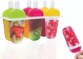 BMV Plastic Reusable Popsicle Molds Ice Pop Makers Ice Pop Molds Kulfi Maker Mould, Candy Maker Plastic Popsicle Mold, Kids Ice Cream Tray Holder (6 Mould) Multicolor Plastic Ice Cube Tray (Pack Of 1)-thumb3