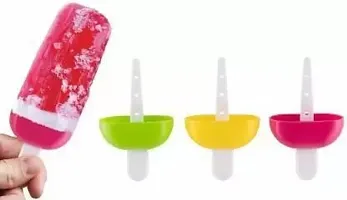 BMV Plastic Reusable Popsicle Molds Ice Pop Makers Ice Pop Molds Kulfi Maker Mould, Candy Maker Plastic Popsicle Mold, Kids Ice Cream Tray Holder (6 Mould) Multicolor Plastic Ice Cube Tray (Pack Of 1)-thumb1