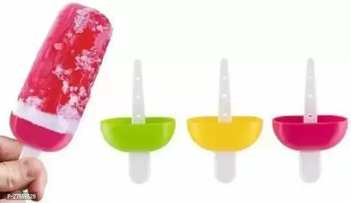 BMV Plastic Reusable Popsicle Molds Ice Pop Makers Ice Pop Molds Kulfi Maker Mould, Candy Maker Plastic Popsicle Mold, Kids Ice Cream Tray Holder (6 Mould) Multicolor Plastic Ice Cube Tray (Pack Of 1)-thumb2