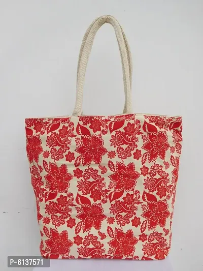 Stylish Printed Jute Shopping Bag-thumb0