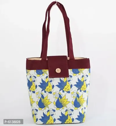 Stylish Fabric Printed Handbag Bag For Women-thumb0