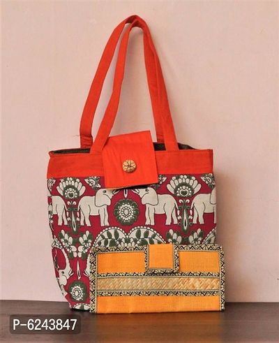 Kalamkari tote bag with juco card holder ( Pack of 2)-thumb0