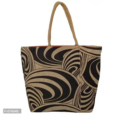 Trendy Jute Printed Shopping Bag-thumb0