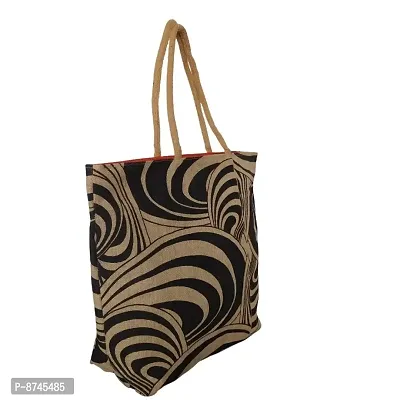 Trendy Jute Printed Shopping Bag-thumb3