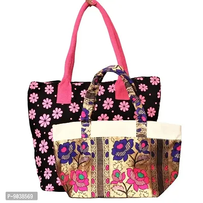 Classy Printed Tote Bags for Women, Pack of 2