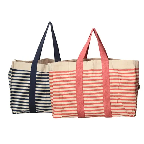 Canvas Bag - 2 Pack Cotton Canvas Grocery Shopping Bag - Reusable Cloth Tote Bag - Vegetable Bags for Market