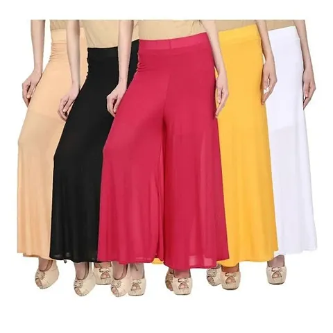 Stunning Polyester Blend Solid Palazzo For Women Pack of 5