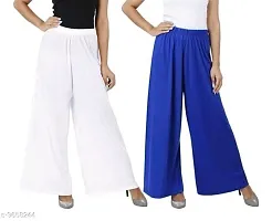 JODHPURS Women's Lycra Relaxed Fit Wide Leg Stylish and Comfortable Palazzo Pants (Combo Pack of 2) (P2_145)-thumb1