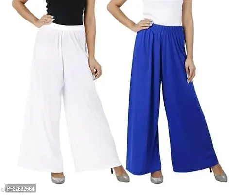 JODHPURS Women's Lycra Relaxed Fit Wide Leg Stylish and Comfortable Palazzo Pants (Combo Pack of 2) (P2_145)-thumb2