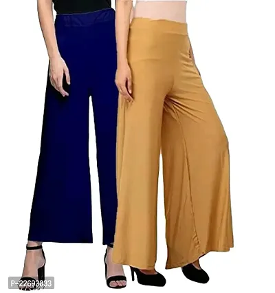 JODHPURS Women's Lycra Relaxed Fit Wide Leg Stylish and Comfortable Palazzo Pants (Combo Pack of 2) (P2_129)