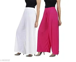 JODHPURS Women's Lycra Relaxed Fit Wide Leg Stylish and Comfortable Palazzo Pants (Combo Pack of 2) (P2_140)-thumb1