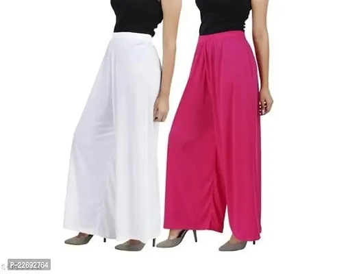 JODHPURS Women's Lycra Relaxed Fit Wide Leg Stylish and Comfortable Palazzo Pants (Combo Pack of 2) (P2_140)-thumb2