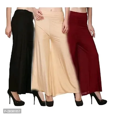 Stunning Lycra Solid Palazzo For Women- Pack Of 3-thumb0