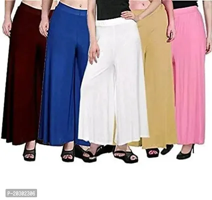 Stunning Lycra Solid Palazzo For Women- Pack Of 5-thumb0