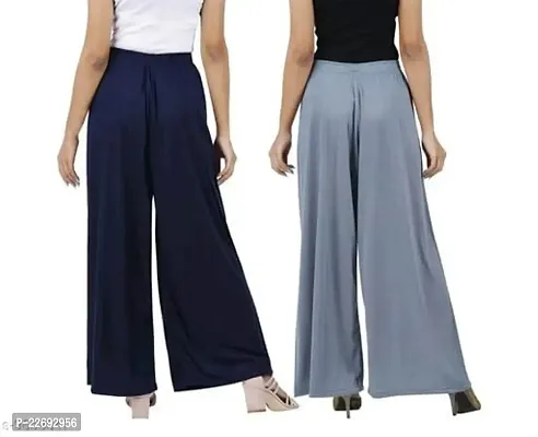 JODHPURS Women's Lycra Relaxed Fit Wide Leg Stylish and Comfortable Palazzo Pants (Combo Pack of 2) (P2_131)-thumb2