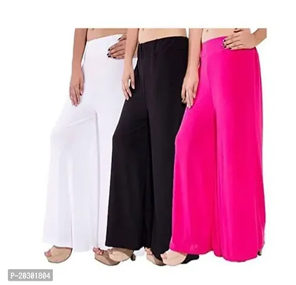Stunning Lycra Solid Palazzo For Women- Pack Of 3-thumb0