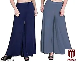 JODHPURS Women's Lycra Relaxed Fit Wide Leg Stylish and Comfortable Palazzo Pants (Combo Pack of 2) (P2_131)-thumb3