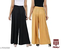 JODHPURS Women's Lycra Relaxed Fit Wide Leg Stylish and Comfortable Palazzo Pants (Combo Pack of 2) (P2_103)-thumb2