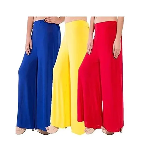 Stunning Polyester Blend Solid Palazzo For Women- Pack Of 3