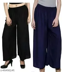 JODHPURS Women's Lycra Relaxed Fit Wide Leg Stylish and Comfortable Palazzo Pants (Combo Pack of 2) (P2_108)-thumb2