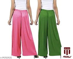 JODHPURS Women's Lycra Relaxed Fit Wide Leg Stylish and Comfortable Palazzo Pants (Combo Pack of 2) (P2_138)-thumb1