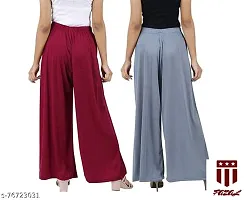 JODHPURS Women's Lycra Relaxed Fit Wide Leg Stylish and Comfortable Palazzo Pants (Combo Pack of 2) (P2_108)-thumb2