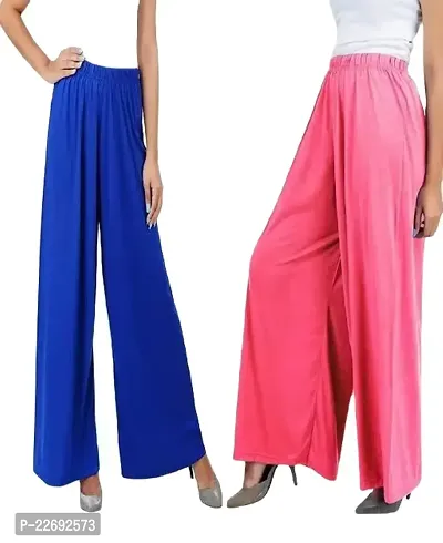 JODHPURS Women's Lycra Relaxed Fit Wide Leg Stylish and Comfortable Palazzo Pants (Combo Pack of 2) (P2_118)